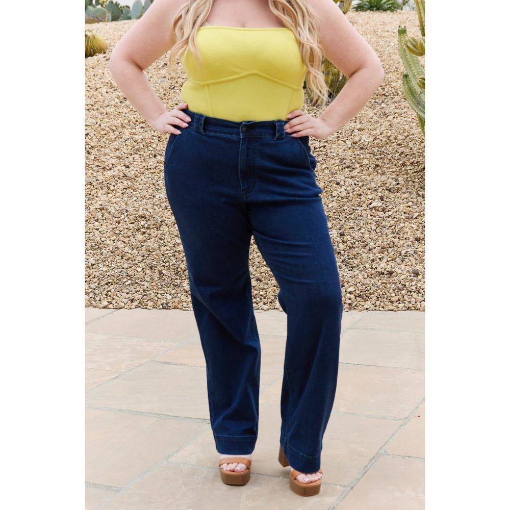 Judy Blue Riza Full Size High Waisted Wide Leg Trouser